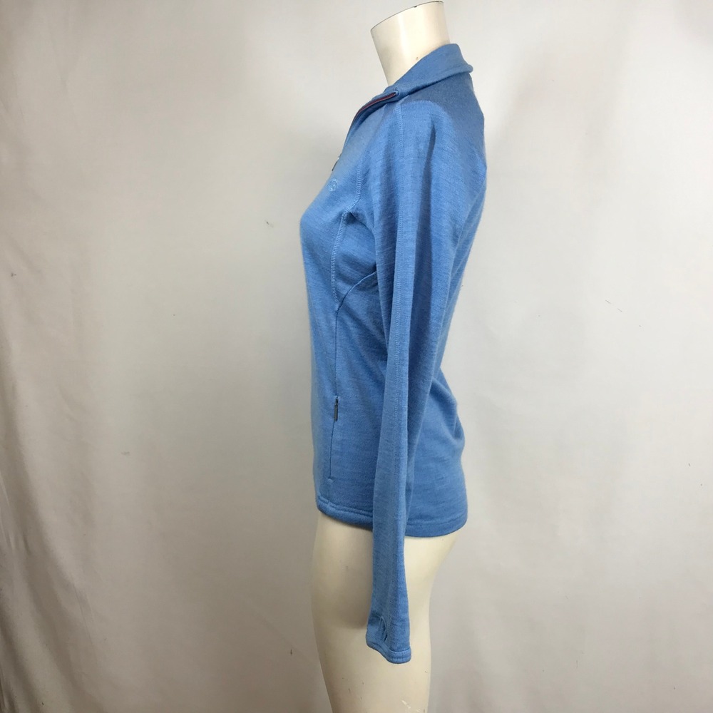 Icebreaker Sport 320 Blue 100% Merino Wool Quarter Zip Pullover WXS Thumbholes - Picture 6 of 10